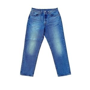 Levi's 501 Womens Blue Denim Faded Button Fly Jeans 30x26.5 Straight Vintage Y2K